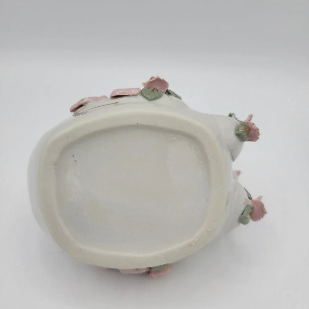 Vintage Double Swan China Trinket‎ Dish Vase With Flowers Collectible Home Decor